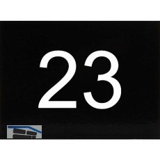 Nummernschild selbstklebend, 40 x 30 mm, Type 23, Kunststoff schwarz gl�nzend
