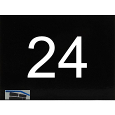 Nummernschild selbstklebend, 40 x 30 mm, Type 24, Kunststoff schwarz gl�nzend