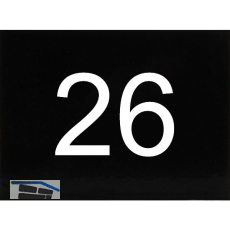 Nummernschild selbstklebend, 40 x 30 mm, Type 26, Kunststoff schwarz gl�nzend