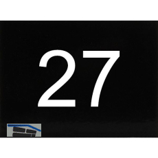 Nummernschild selbstklebend, 40 x 30 mm, Type 27, Kunststoff schwarz gl�nzend