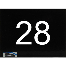 Nummernschild selbstklebend, 40 x 30 mm, Type 28, Kunststoff schwarz gl�nzend