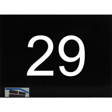 Nummernschild selbstklebend, 40 x 30 mm, Type 29, Kunststoff schwarz gl�nzend