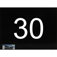 Nummernschild selbstklebend, 40 x 30 mm, Type 30, Kunststoff schwarz gl�nzend