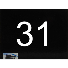 Nummernschild selbstklebend, 40 x 30 mm, Type 31, Kunststoff schwarz gl�nzend