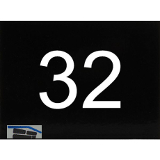 Nummernschild selbstklebend, 40 x 30 mm, Type 32, Kunststoff schwarz gl�nzend