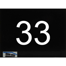 Nummernschild selbstklebend, 40 x 30 mm, Type 33, Kunststoff schwarz gl�nzend