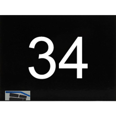 Nummernschild selbstklebend, 40 x 30 mm, Type 34, Kunststoff schwarz gl�nzend