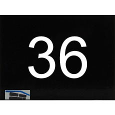 Nummernschild selbstklebend, 40 x 30 mm, Type 36, Kunststoff schwarz gl�nzend