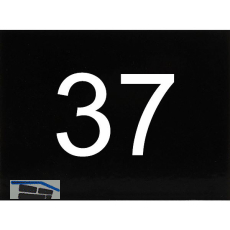 Nummernschild selbstklebend, 40 x 30 mm, Type 37, Kunststoff schwarz gl�nzend