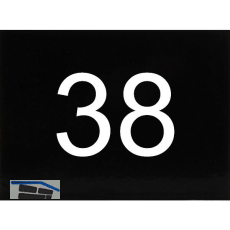 Nummernschild selbstklebend, 40 x 30 mm, Type 38, Kunststoff schwarz gl�nzend