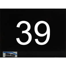 Nummernschild selbstklebend, 40 x 30 mm, Type 39, Kunststoff schwarz gl�nzend