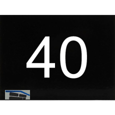 Nummernschild selbstklebend, 40 x 30 mm, Type 40, Kunststoff schwarz gl�nzend