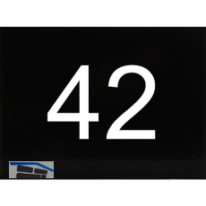 Nummernschild selbstklebend, 40 x 30 mm, Type 42, Kunststoff schwarz gl�nzend