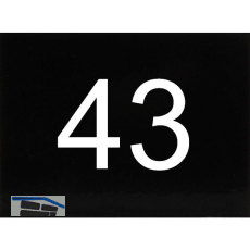 Nummernschild selbstklebend, 40 x 30 mm, Type 43, Kunststoff schwarz gl�nzend