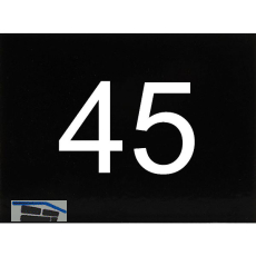 Nummernschild selbstklebend, 40 x 30 mm, Type 45, Kunststoff schwarz gl�nzend