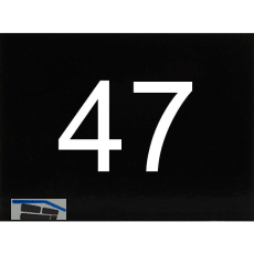 Nummernschild selbstklebend, 40 x 30 mm, Type 47, Kunststoff schwarz gl�nzend