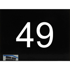 Nummernschild selbstklebend, 40 x 30 mm, Type 49, Kunststoff schwarz gl�nzend