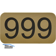 Nummernschild selbstklebend, 35 x 20 mm, Type 51-999, Kunststoff gold metallic