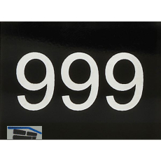 Nummernschild selbstklebend, 40 x 30 mm, Type 51-999,Kunststoff schwarz gl�nzend