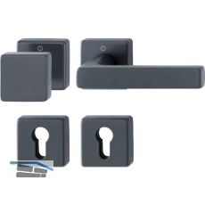 HOPPE Wechselgarnitur DALLAS auf Rosette eckig, Aluminium schwarz matt