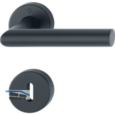 HOPPE Dr�ckergarnitur AMSTERDAM - auf Rosette BB, Edelstahl schwarz matt