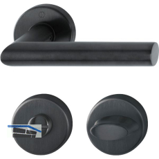 HOPPE Dr�ckergarnitur AMSTERDAM - auf Rosette WC, Edelstahl schwarz matt