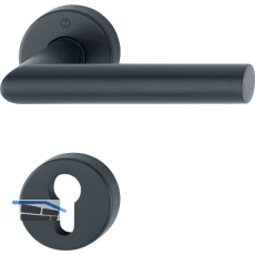 HOPPE Dr�ckergarnitur AMSTERDAM FH - auf Rosette PZ, Edelstahl schwarz matt