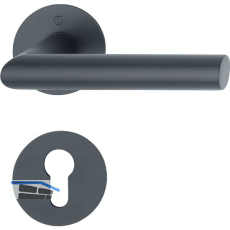 HOPPE Dr�ckergarnitur AMSTERDAM - auf Flachrosette PZ, Edelstahl schwarz matt