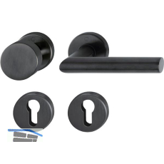 Wechselgarnitur AMSTERDAM FH auf Rosette, T�rst�rke 40-45,Edelstahl schwarz matt