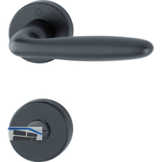 Dr�ckergarnitur VERONA auf Rosette WC, T�rst�rke 37 - 47, Aluminium schwarz matt