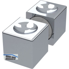 Duscht�rknopf eckig, 20 x 20 mm, Aluminium verchromt poliert