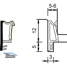 Fl�gelfalz- und �berschlagdichtung SP6865, Kunststoff graphitgrau