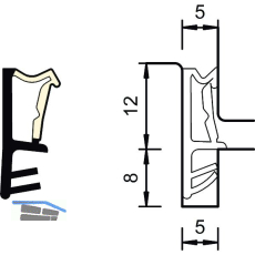Fl�gelfalzdichtung SP 6850, Kunststoff schwarz