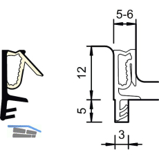 Fl�gelfalzdichtung SP 7603, Kunststoff graphitgrau