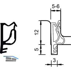 Fl�gelfalz- und �berschlagdichtung S 7503b, Kunststoff graphitgrau
