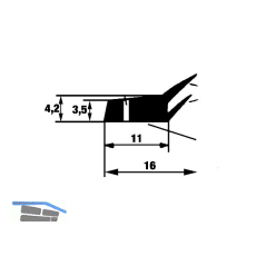 Dichtungsprofil mit Nagell�chern 2D, Stange mit 2,2 Meter, Kunststoff wei�
