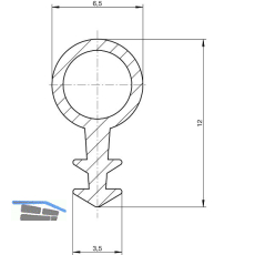 Rundprofil M032c, 6,5 mm, Kunststoff natur/ transparent
