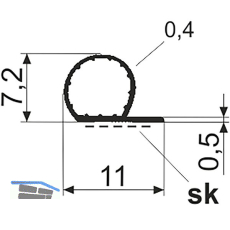 Dichtungsprofil einseitig selbstklebend Typ P3030 SK, Kunststoff wei�