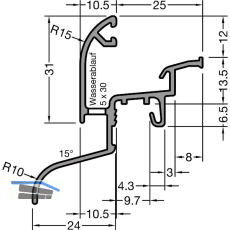 GUTMANN Regenschutzschiene Drau 25/24F, L=6000 mm, Alu mittelbronze elox. (G214)
