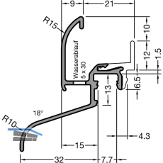 GUTMANN Regenschutzschiene Kocher L� 32 F-TXL, L=6000 mm, Alu silber eloxiert