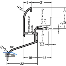 GUTMANN Regenschutzschiene Kocher S� 32-TXL, L=6000 mm, Alu mittelbronze (G214)