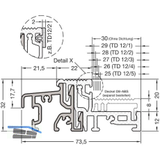 GUTMANN T�rschwelle Weser 74/32 TI L=6000 mm auf Ma� Alu silber eloxiert