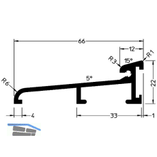 GUTMANN T�rschwelle Weser 66 L=6000 mm auf Ma� 66 x 22 mm Alu silber eloxiert