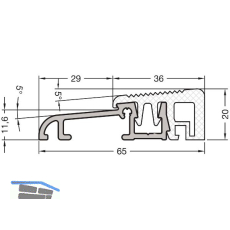 GUTMANN T�rschwelle Weser 65 TI L=6000 mm auf Ma� 65 x 20 mm silber eloxiert
