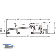 GUTMANN T�rschwelle Weser 75 TI L=6000 mm auf Ma� 75 x 20 mm silber eloxiert