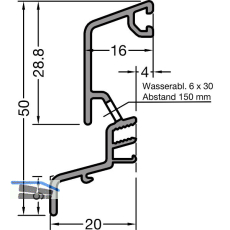 GUTMANN Regenschutzschiene Spree-D 24 OF, L=6000 mm, Aluminium mittelbronze