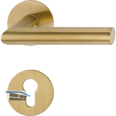 HOPPE Dr�ckergarnitur AMSTERDAM Flachrosette, rund PZ, Edelstahl messingfarben