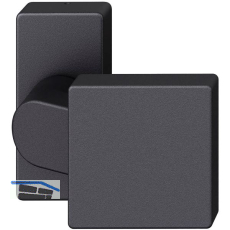 FSB T�rknopf 07 0812 auf Rosette eckig, Gewinde M12, Aluminium schwarz matt
