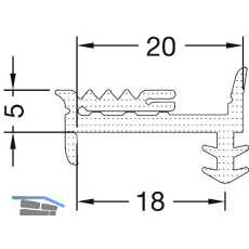 GUTMANN Verglasungsdichtung innen 2030/5 N, L=50 m, Kunststoff APTK schwarz