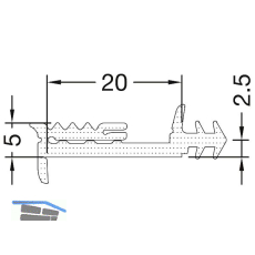 GUTMANN Verglasungsdichtung innen 2020/5 N, L=50 m, Kunststoff APTK schwarz